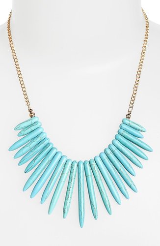 Carole Faux Turquoise Spike Statement Necklace