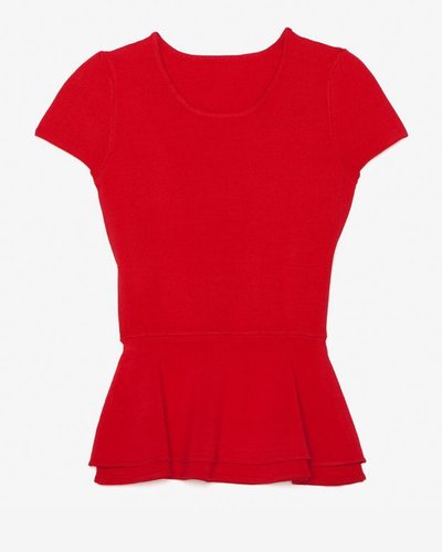 Exclusive For Intermix Double Peplum Top: Red
