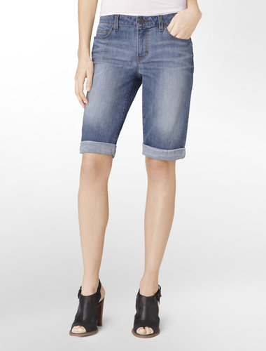 Light Wash Bermuda Style Denim Shorts