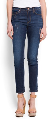 Distressed high-waist jeans