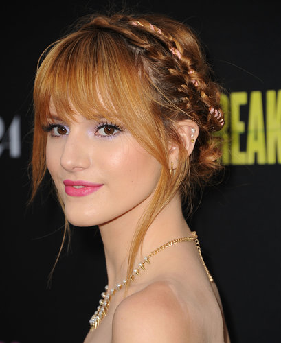 Bella Thorne twisted a pink ribbon into her braids at the Spring Breakers premiere for added panache.
Bella Thorne twisted a pink ribbon into her braids at the Spring Breakers premiere for added panache.