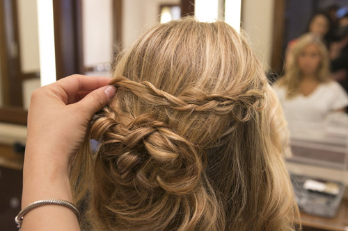 Drape the braid over to find the right placement.
Drape the braid over to find the right placement.