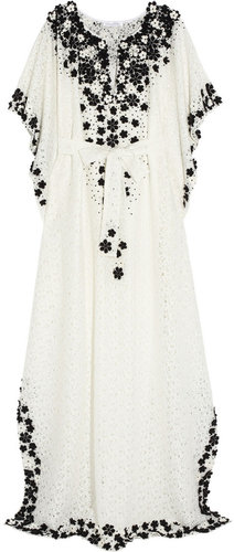 Oscar de la Renta Floral-appliquéd lace kaftan