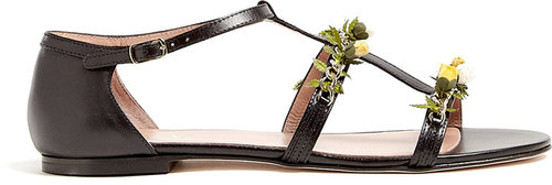 Red Valentino Flower Appliqué Leather Sandals