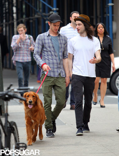 Tom Sturridge and Andrew Garfield took Andrew's dog for a walk.
Tom Sturridge and Andrew Garfield took Andrew's dog for a walk.