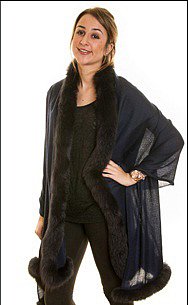 Pashmina Shawl with Trimmed Fox Fur