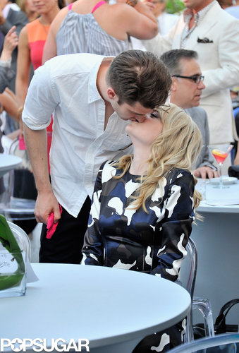 Andrew Garfield kissed Emma Stone during the charity bash.
Andrew Garfield kissed Emma Stone during the charity bash.