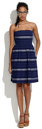 Woven stripe strapless sundress