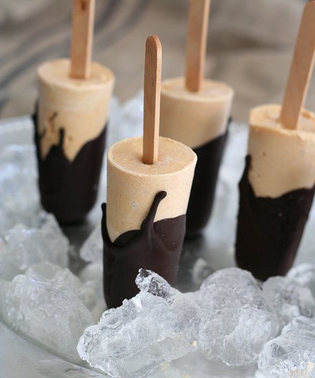 Chocolate-Covered Peanut Butter Popsicles Chocolate-Covered Peanut Butter Popsicles