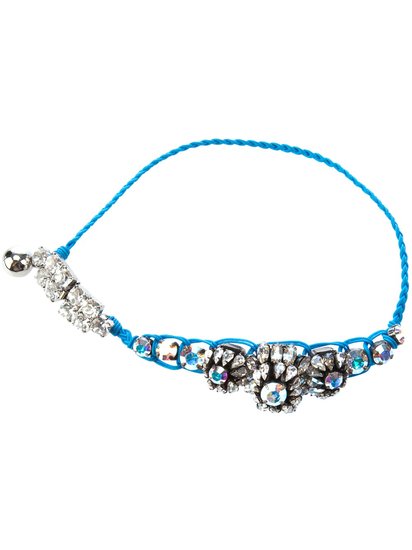 Let her take home something new and blue to remember you by. We love the fun, glamorous feel of this Shourouk bracelet ($311).
Let her take home something new and blue to remember you by. We love the fun, glamorous feel of this Shourouk bracelet ($311).