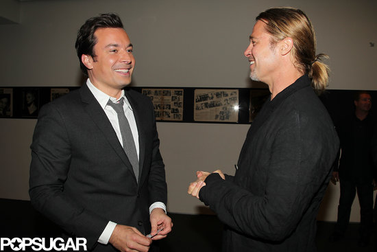 Jimmy Fallon joked with Brad Pitt at the special event.
Jimmy Fallon joked with Brad Pitt at the special event.