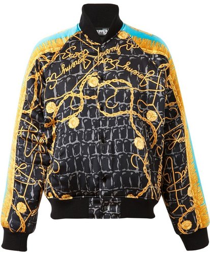 Jeremy Scott Scarf Printed Silk Bomber Jacket