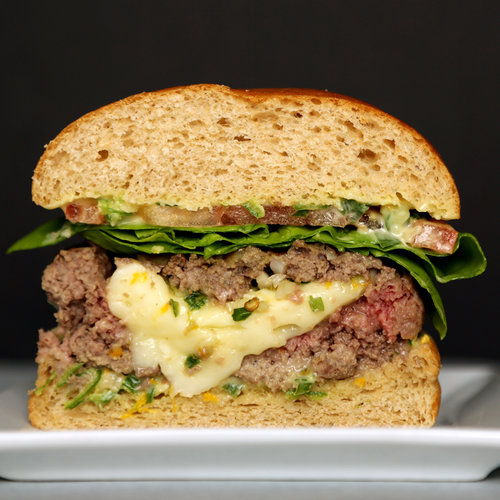 Brie-Stuffed Burgers With Spicy Scallion Mayo Brie-Stuffed Burgers With Spicy Scallion Mayo