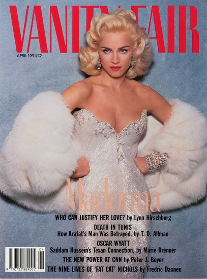 One of the stars who has been influenced the most by Marilyn Monroe is Madonna — she struck a Marilyn-esque pose for the April 1991 cover of Vanity Fair and famously drew inspiration from an iconic scene in Gentlemen Prefer Blondes for her "Material Girl" video.
Madonna explained her love for the actress in an interview with Rolling Stone in 1987, saying, "I do feel something for Marilyn Monroe. A sympathy. Because in those days, you were really a slave to the whole Hollywood machinery, and unless you had the strength to pull yourself out of it, you were just trapped. I think she really didn't know what she was getting herself into and simply made herself vulnerable, and I feel a bond with that."
One of the stars who has been influenced the most by Marilyn Monroe is Madonna — she struck a Marilyn-esque pose for the April 1991 cover of Vanity Fair and famously drew inspiration from an iconic scene in Gentlemen Prefer Blondes for her "Material Girl" video.
Madonna explained her love for the actress in an interview with Rolling Stone in 1987, saying, "I do feel something for Marilyn Monroe. A sympathy. Because in those days, you were really a slave to the whole Hollywood machinery, and unless you had the strength to pull yourself out of it, you were just trapped. I think she really didn't know what she was getting herself into and simply made herself vulnerable, and I feel a bond with that."