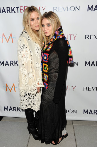 Twinning combo: A little crochet never hurt anyone. The girls celebrated the launch of MARKTBeauty.com in lots of boho-chic layers.
Mary-Kate softened her black leather look with a cream-colored crochet wrap.
Ashley wrapped a multicolored crocheted scarf over her white-and-black look.
Twinning combo: A little crochet never hurt anyone. The girls celebrated the launch of MARKTBeauty.com in lots of boho-chic layers.
Mary-Kate softened her black leather look with a cream-colored crochet wrap.
Ashley wrapped a multicolored crocheted scarf over her white-and-black look.