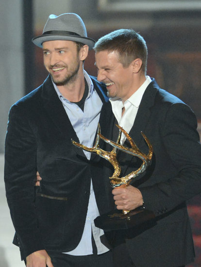 Justin Timberlake laughed with Jeremy Renner when they took the stage in 2012.
Justin Timberlake laughed with Jeremy Renner when they took the stage in 2012.