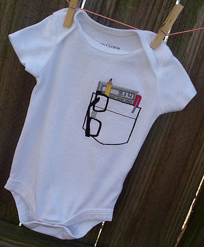 So Cute Sarah Nerd Pocket Protector Onesie So Cute Sarah Nerd Pocket Protector Onesie