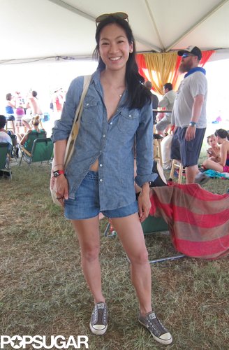 Carolyn's denim-on-denim look was crisp, easy, and with the addition of lace-less Converse, proved classic, too.
Carolyn's denim-on-denim look was crisp, easy, and with the addition of lace-less Converse, proved classic, too.