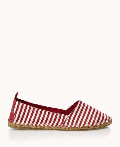 FOREVER 21 Dock Party Striped Slip-Ons