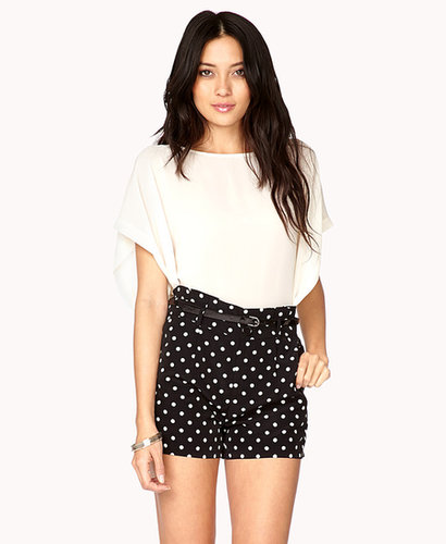 FOREVER 21 Essential High-Waisted Polka Dot Shorts