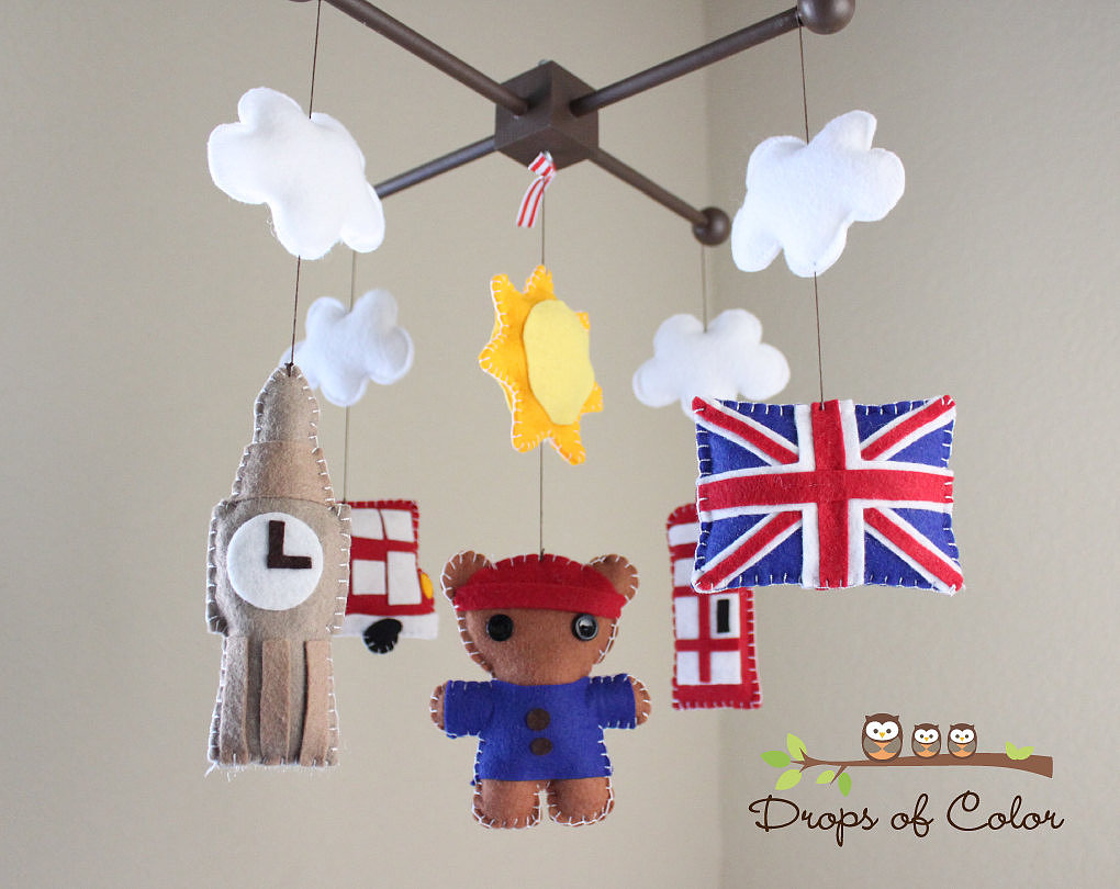 Drops of Color's Dream About London mobile ($90) is the perfect nursery accessory for little Anglophiles.
Drops of Color's Dream About London mobile ($90) is the perfect nursery accessory for little Anglophiles.