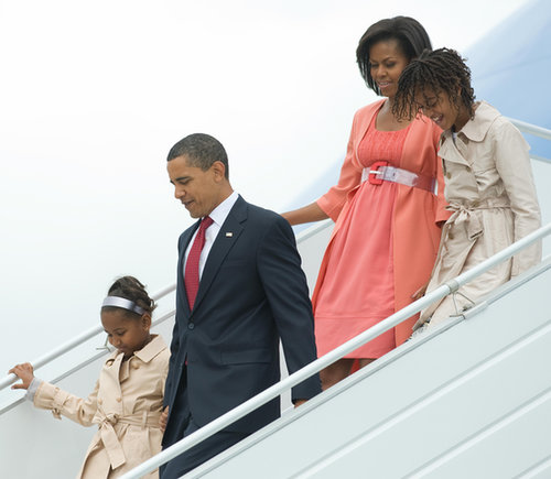 The Obamas arrived in Moscow in July 2009 for a two-day visit while President Obama attended a summit.
The Obamas arrived in Moscow in July 2009 for a two-day visit while President Obama attended a summit.