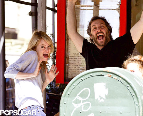 Emma Stone and Judd Apatow had a laugh in NYC.
Emma Stone and Judd Apatow had a laugh in NYC.