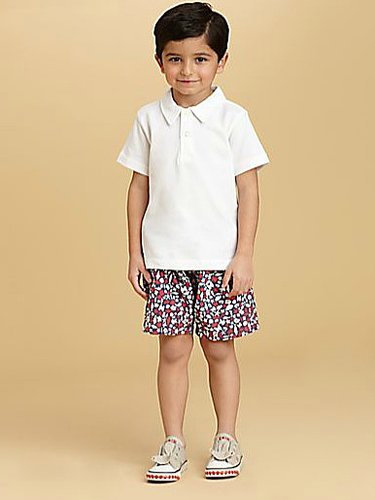 For Toddlers and Little Boys: Oscar de la Renta Seashore Print Swim Trunks For Toddlers and Little Boys: Oscar de la Renta Seashore Print Swim Trunks