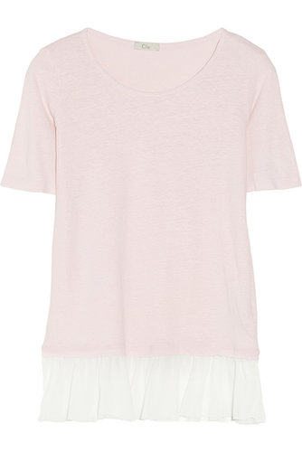 Convinced t-shirts aren't girlie enough for you? Then you haven't met Clu's pink-and-white pick ($165), trimmed with a silk-chiffon ruffle.
Convinced t-shirts aren't girlie enough for you? Then you haven't met Clu's pink-and-white pick ($165), trimmed with a silk-chiffon ruffle.