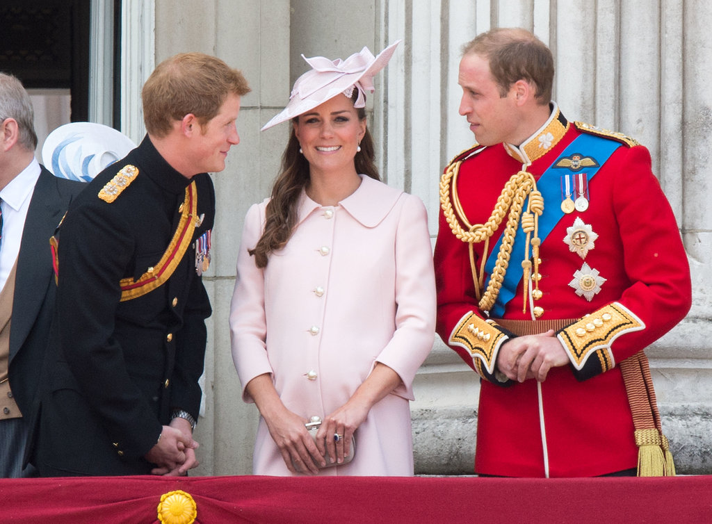 In June 2013, Kate and William shared a joke with Prince Harry while standing on the balcony at Buckingham Palace for the Trooping the Colour parade.
In June 2013, Kate and William shared a joke with Prince Harry while standing on the balcony at Buckingham Palace for the Trooping the Colour parade.