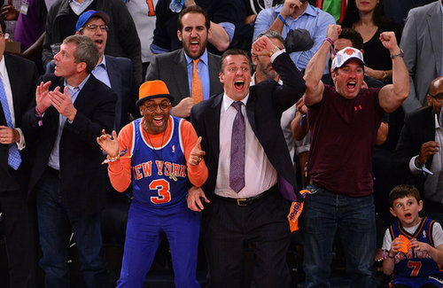 Spike Lee and company could not hold back their enthusiasm during a NY Knicks playoff game in May.
Spike Lee and company could not hold back their enthusiasm during a NY Knicks playoff game in May.