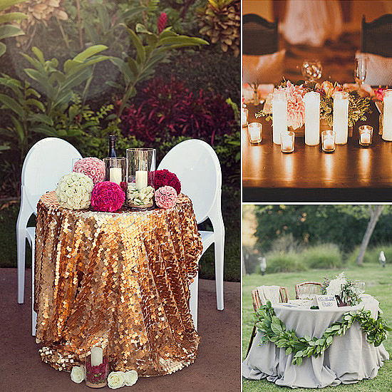 While colossal banquet seating for the bridal party is often the norm, sweetheart tables provide a more intimate alternative. Just think — you, your new spouse, and a moment to soak it all in while you try to eat something before it's time to get up again! POPSUGAR Home is offering up eight styling ideas for making your sweetheart table one to remember.
While colossal banquet seating for the bridal party is often the norm, sweetheart tables provide a more intimate alternative. Just think — you, your new spouse, and a moment to soak it all in while you try to eat something before it's time to get up again! POPSUGAR Home is offering up eight styling ideas for making your sweetheart table one to remember.