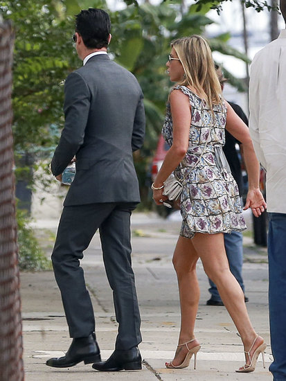 Jennifer Aniston had no problem rewearing her printed Prada dress at Lake Bell's wedding in New Orleans in June. If you, too, have found a dress you love, don't be afraid to rewear it at multiple weddings.
Jennifer Aniston had no problem rewearing her printed Prada dress at Lake Bell's wedding in New Orleans in June. If you, too, have found a dress you love, don't be afraid to rewear it at multiple weddings.