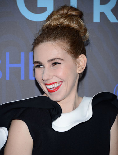 Ladies with thick hair can easily copy Zosia Mamet's bun. First split your ponytail into two sections, then pin one on top of the other for a beehive effect.
Ladies with thick hair can easily copy Zosia Mamet's bun. First split your ponytail into two sections, then pin one on top of the other for a beehive effect.
