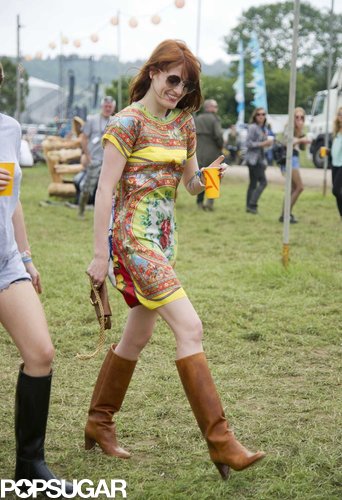 Florence Welch walked around the farm.
Florence Welch walked around the farm.