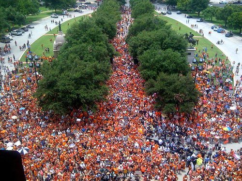 Orange-clad crowds chanted outside the Texas Capitol building.
Source: Twitter user TMFtx
Orange-clad crowds chanted outside the Texas Capitol building.
Source: Twitter user TMFtx
