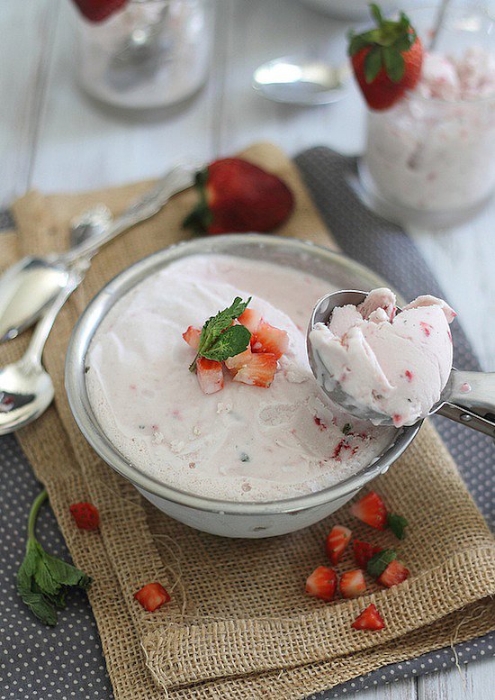 Homemade Strawberry Mint Ice Cream Homemade Strawberry Mint Ice Cream