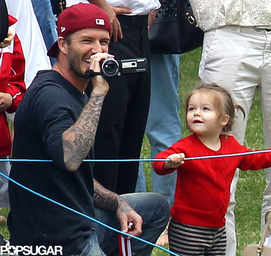 David Beckham filmed while his son Cruz competed in his school's annual sports day.
David Beckham filmed while his son Cruz competed in his school's annual sports day.