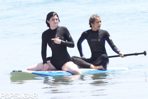 Kylie Jenner hit the water on a paddleboard with a friend in Malibu.
Kylie Jenner hit the water on a paddleboard with a friend in Malibu.