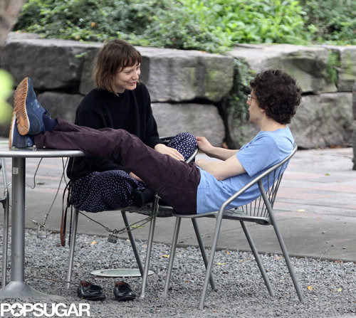 Jesse Eisenberg and Mia Wasikowska got romantic in a Toronto park.
Jesse Eisenberg and Mia Wasikowska got romantic in a Toronto park.