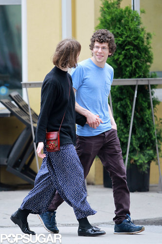 Jesse Eisenberg and Mia Wasikowska held hands in Toronto.
Jesse Eisenberg and Mia Wasikowska held hands in Toronto.