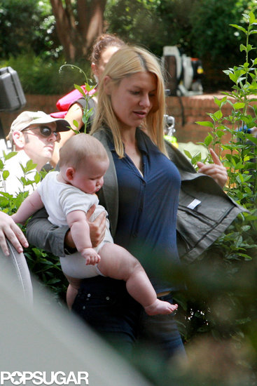 Claire Danes held onto her baby, Cyrus, while she took a break from filming.
Claire Danes held onto her baby, Cyrus, while she took a break from filming.