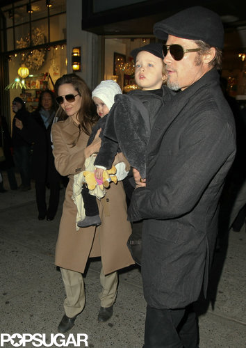 Brad Pitt and Angelina Jolie brought Knox Jolie-Pitt and Vivienne Jolie-Pitt to NYC in December 2010.
Brad Pitt and Angelina Jolie brought Knox Jolie-Pitt and Vivienne Jolie-Pitt to NYC in December 2010.