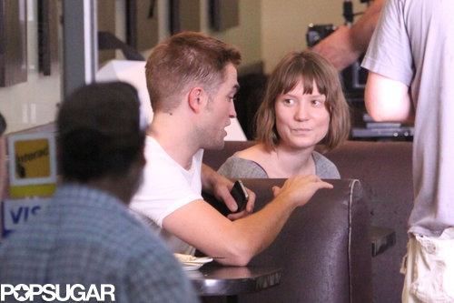 Smokin' Hot Robert Pattinson Gets Close to Mia Wasikowska on Set Smokin' Hot Robert Pattinson Gets Close to Mia Wasikowska on Set