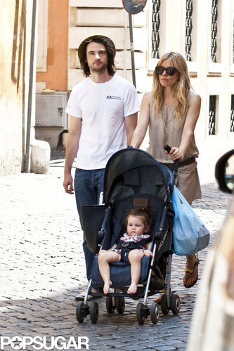 Sienna Miller and Tom Sturridge pushed Marlowe in her stroller around Rome.
Sienna Miller and Tom Sturridge pushed Marlowe in her stroller around Rome.
