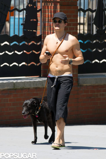 Orlando Bloom took a shirtless walk with his dog around NYC in July 2013.
Orlando Bloom took a shirtless walk with his dog around NYC in July 2013.