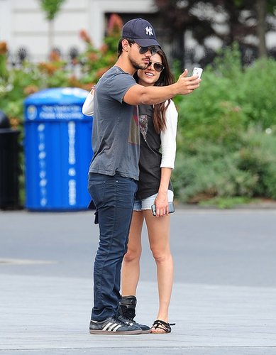 Taylor Lautner took a photo of himself with new girlfriend Marie Avgeropoulos in NYC in July 2013.
Taylor Lautner took a photo of himself with new girlfriend Marie Avgeropoulos in NYC in July 2013.