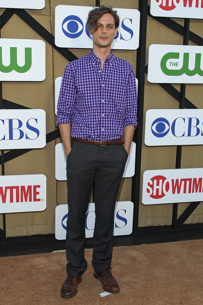 Matthew Gray Gubler wore a purple checkered shirt to the Summer TCA Press Tour party.
Matthew Gray Gubler wore a purple checkered shirt to the Summer TCA Press Tour party.