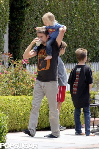 Matthew Bellamy held on to Bingham as he sipped lemonade.
Matthew Bellamy held on to Bingham as he sipped lemonade.