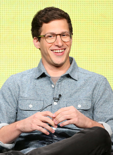 Andy Samberg cracked a smile onstage during a panel for Brooklyn Nine-Nine.
Andy Samberg cracked a smile onstage during a panel for Brooklyn Nine-Nine.